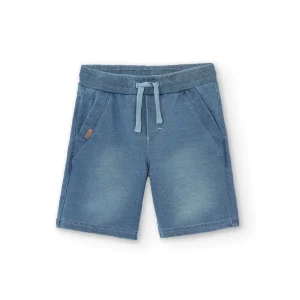 Pantalón corto niño felpa denim elástico 590352