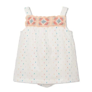 Vestido bebe niña con detalle de colores y body incorporado 153021