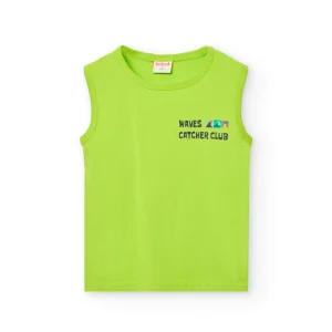 Camiseta sin mangas niño algodón verde Waves 831192
