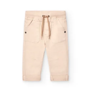 Pantalón bebé niño y niño algodón gabardina beige 391058